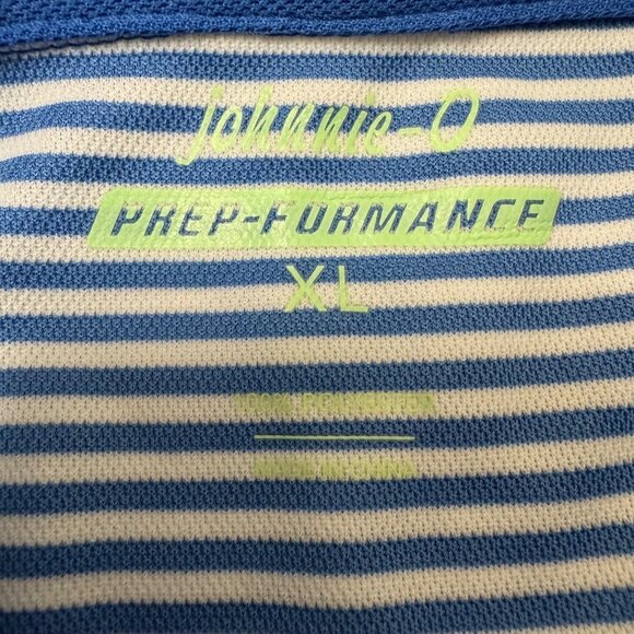 Johnnie-O Polo Shirt Men's XL Blue Prep-Formance Warwick Stripes Stretch Golf - Picture 2 of 8